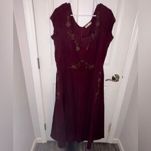 Burgundy beaded evening Dress